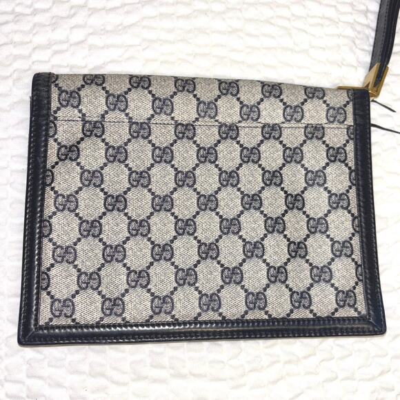 Gucci Navy Canvas/leather Clutch - Picture 2 of 9